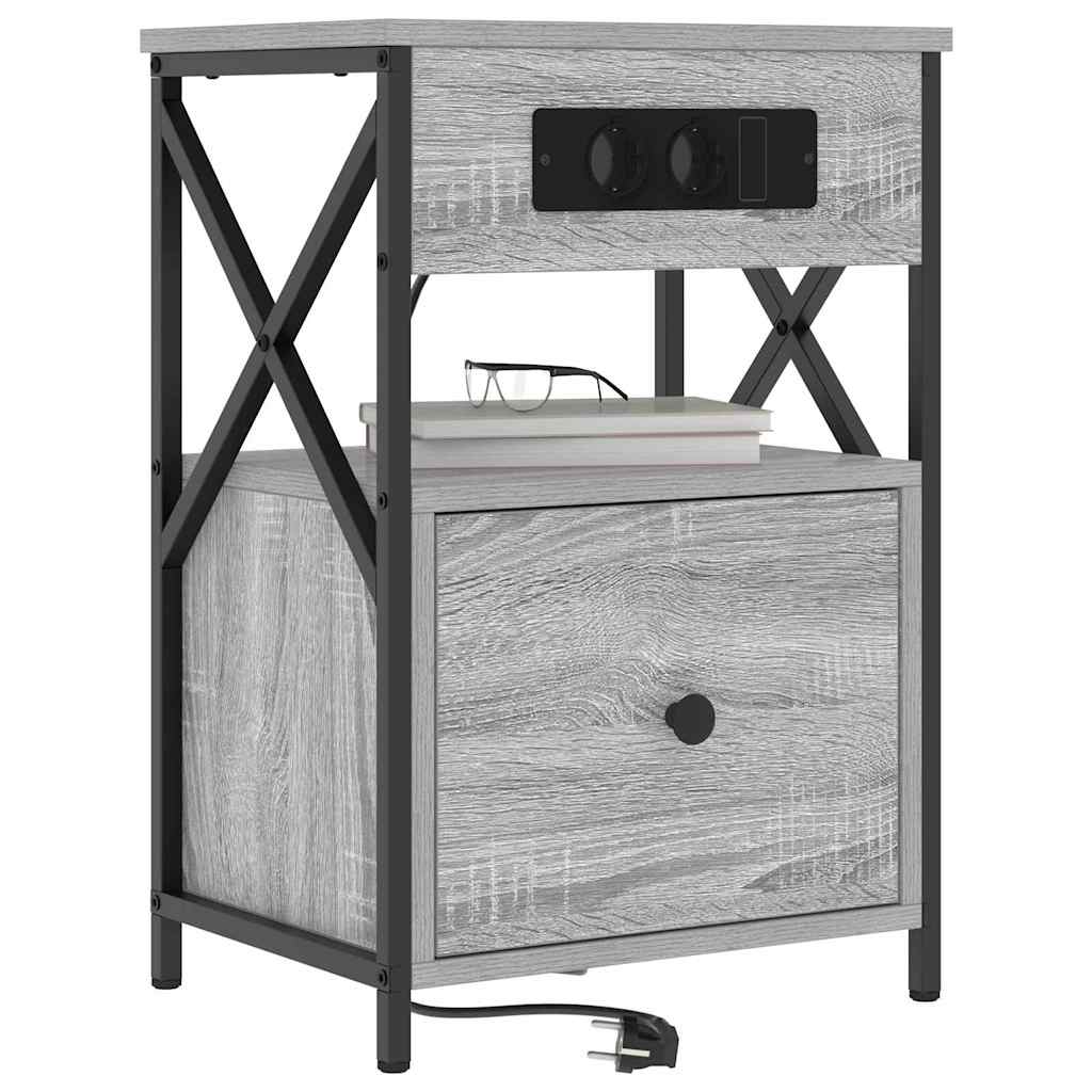 Vidaxl nachtkastje grijs sonoma 40 x 31 x 60 cm bewerkt hout