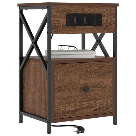 Vidaxl nachtkastje 2 st bruin eiken 40 x 31 x 60 cm bewerkt hout