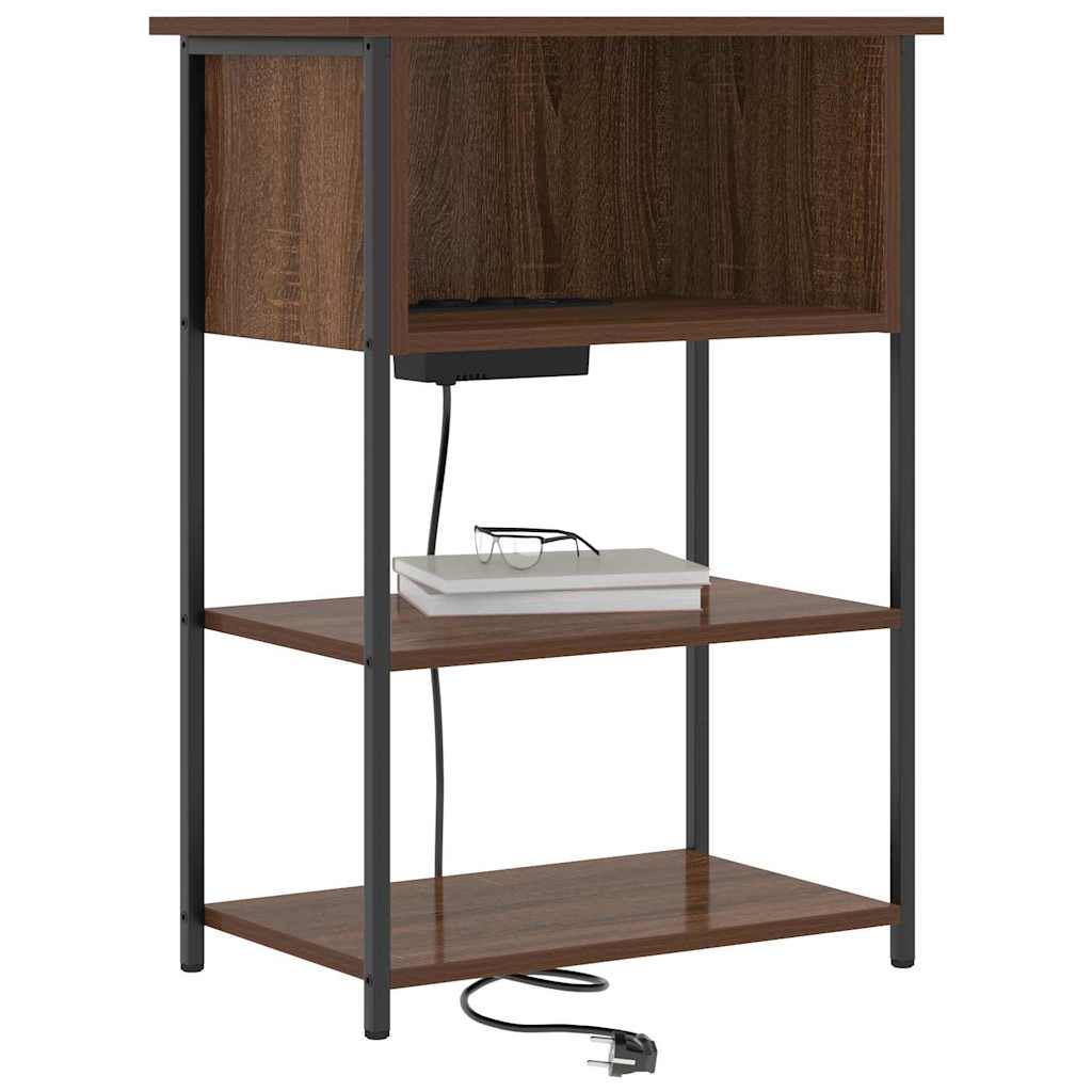 Vidaxl nachtkastje bruin eiken 55 x 31 x 76 cm bewerkt hout