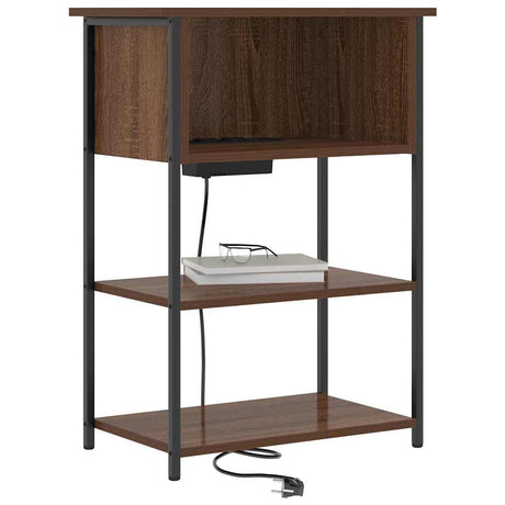 Vidaxl nachtkastje bruin eiken 55 x 31 x 76 cm bewerkt hout