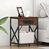 Vidaxl nachtkastje bruin eiken 41 x 31 x 51 cm bewerkt hout