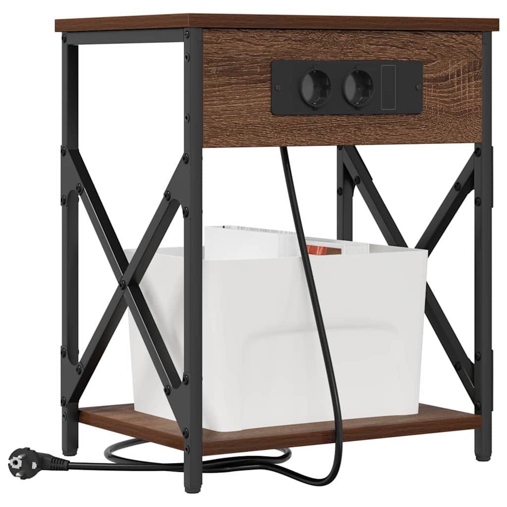 Vidaxl nachtkastje 2 st bruin eiken 41 x 31 x 51 cm bewerkt hout
