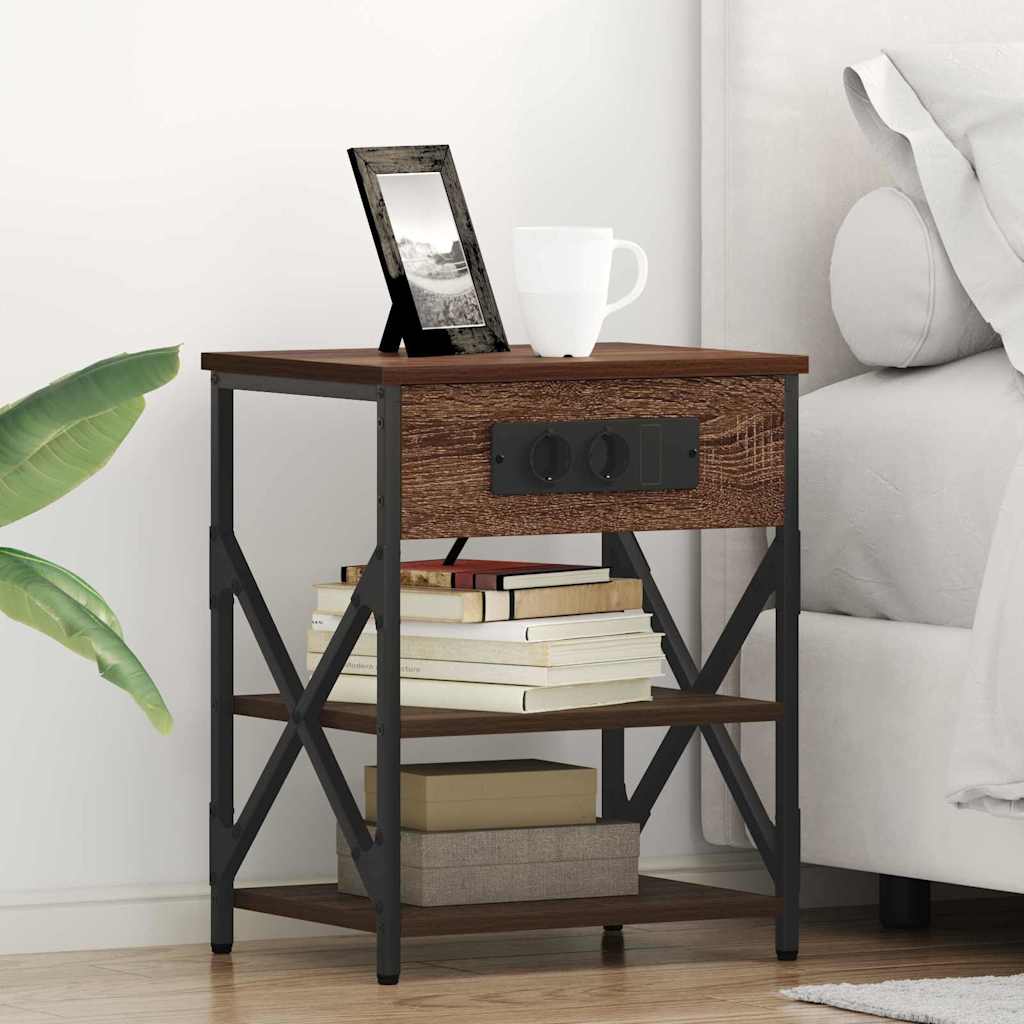Vidaxl nachtkastje 2 st bruin eiken 41 x 31 x 51 cm bewerkt hout