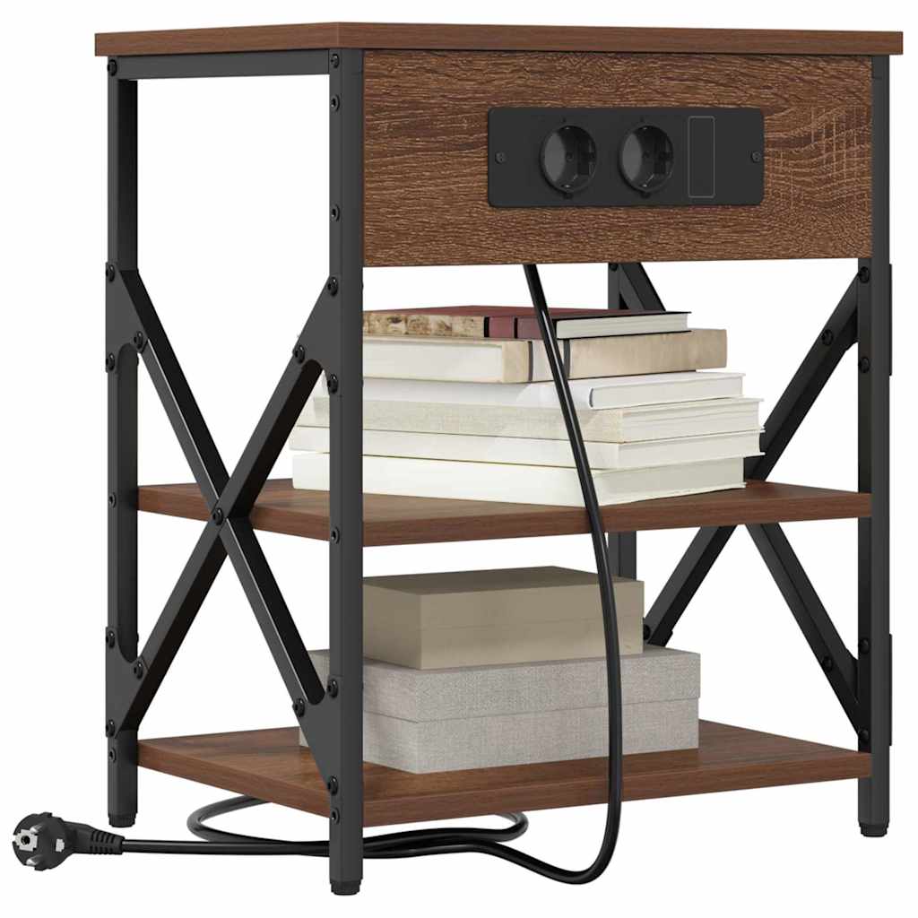 Vidaxl nachtkastje 2 st bruin eiken 41 x 31 x 51 cm bewerkt hout