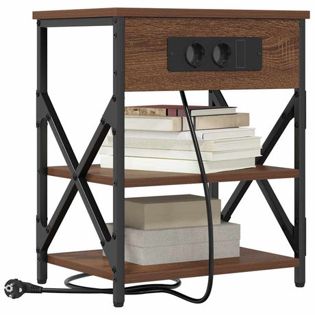Vidaxl nachtkastje 2 st bruin eiken 41 x 31 x 51 cm bewerkt hout