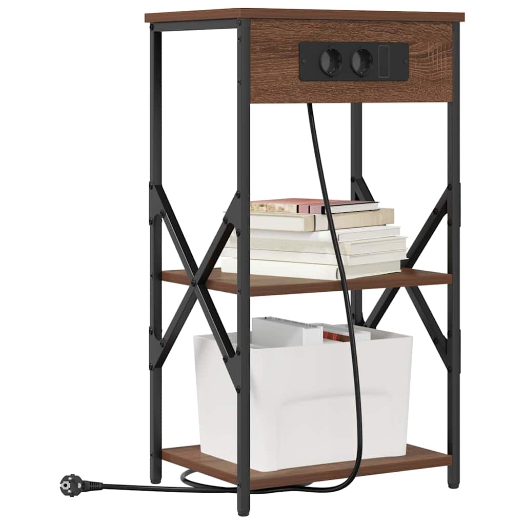 Vidaxl nachtkastje met plank bruin eiken 41 x 31 x 76 cm bewerkt hout
