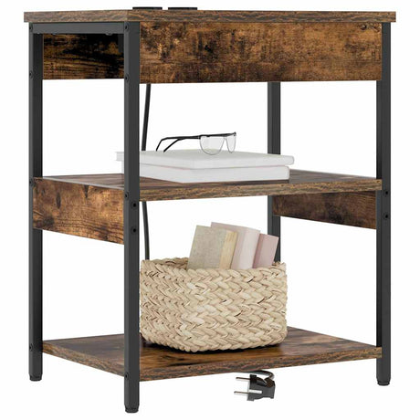 Vidaxl nachtkastje 2 st gerookt eiken 41 x 31 x 51 cm bewerkt hout