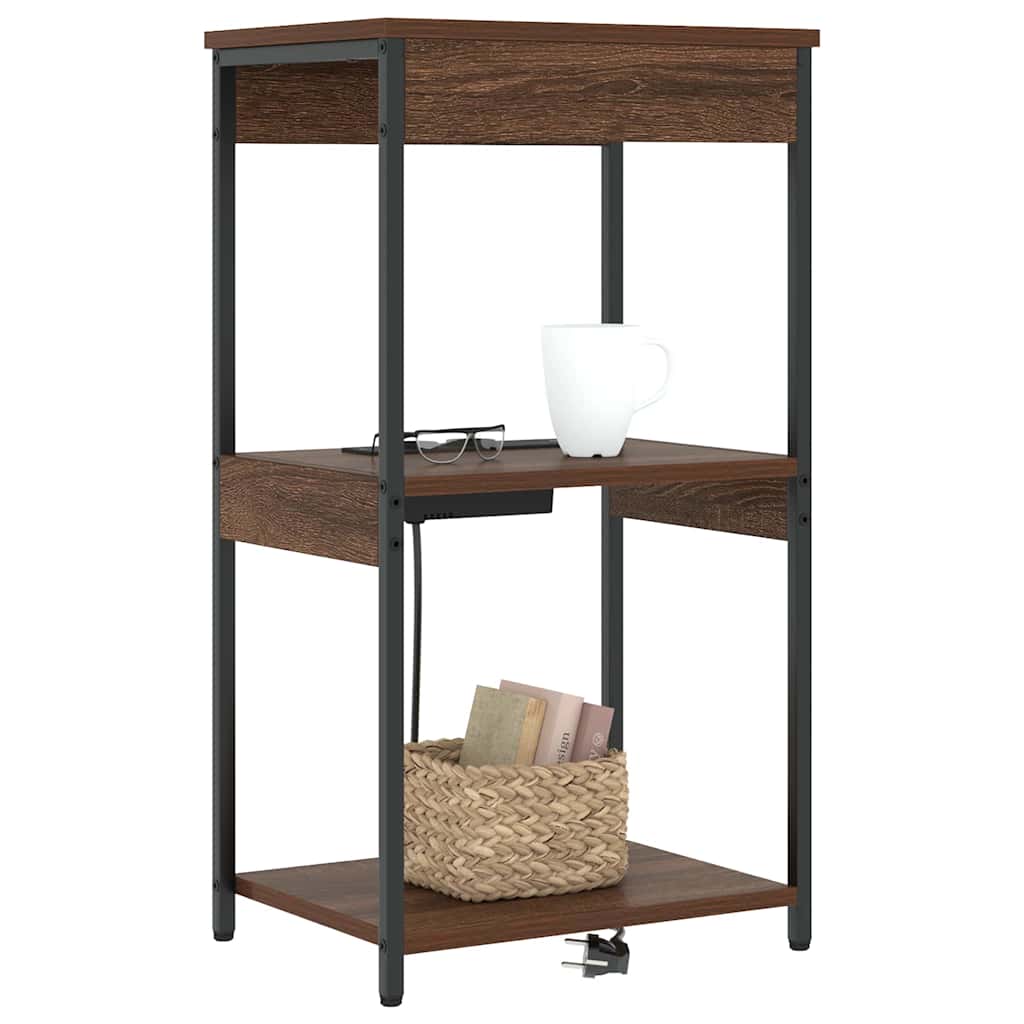 Vidaxl nachtkastje bruin eiken 41 x 31 x 76 cm bewerkt hout