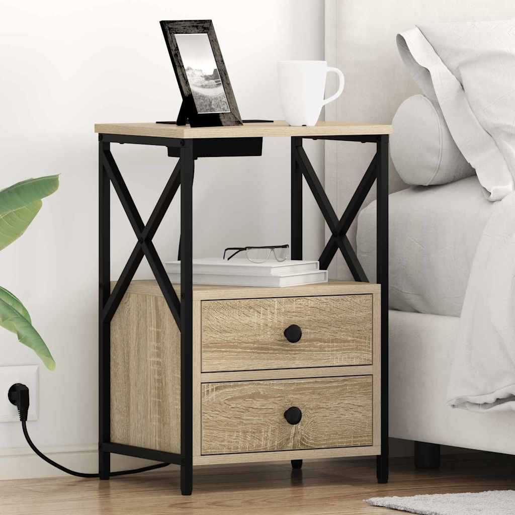 Vidaxl nachtkastje 2 st sonoma eiken 40 x 31 x 60 cm bewerkt hout