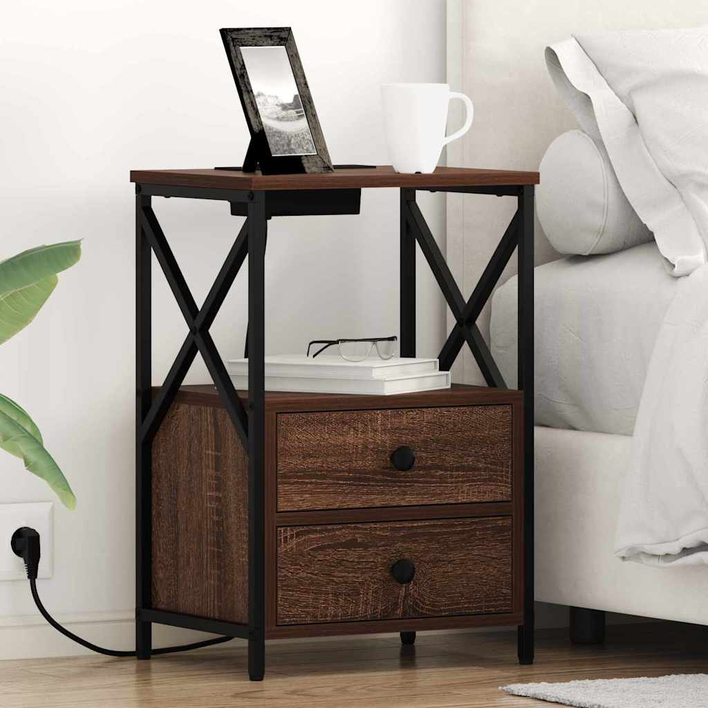 Vidaxl nachtkastje 2 st bruin eiken 40 x 31 x 60 cm bewerkt hout