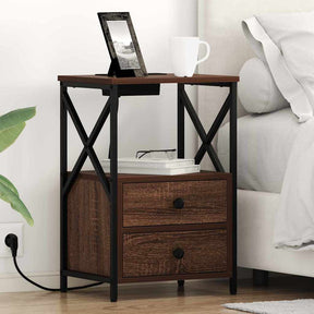 Vidaxl nachtkastje 2 st bruin eiken 40 x 31 x 60 cm bewerkt hout