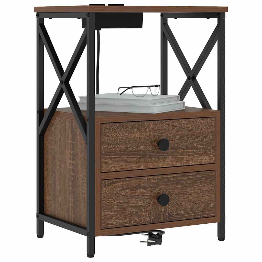 Vidaxl nachtkastje 2 st bruin eiken 40 x 31 x 60 cm bewerkt hout