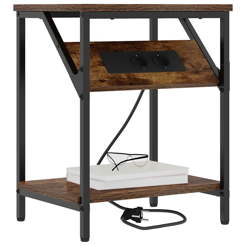 Vidaxl nachtkastje 2 st gerookt eiken 38 x 30 x 48 cm bewerkt hout