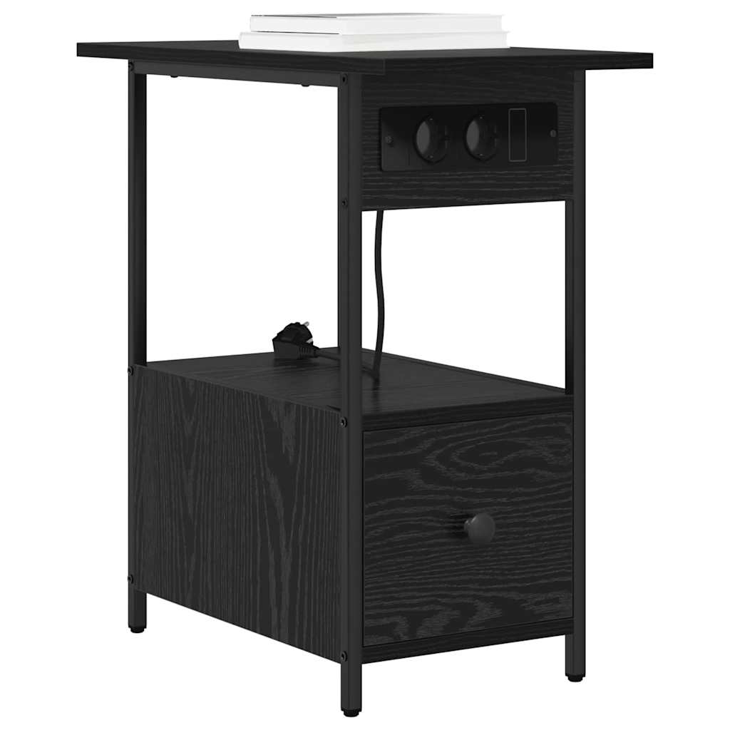 Vidaxl nachtkastje zwart eiken 60 x 30 x 61 cm bewerkt hout