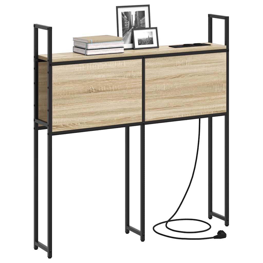 Vidaxl opberghoofdbord met oplaadstation sonoma eiken bewerkt hout