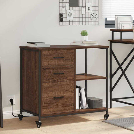 Vidaxl kast met oplaadstation 76 x 41 x 72 cm bewerkt hout bruin eiken