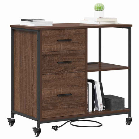 Vidaxl kast met oplaadstation 76 x 41 x 72 cm bewerkt hout bruin eiken
