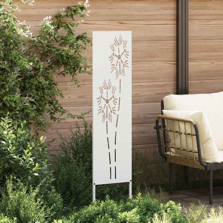 Vidaxl tuin privacy screen fretwerk wit 32 x 140 cm koudgewalst staal