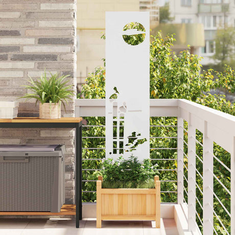 Vidaxl tuin privacy screen fretwerk wit 32 x 140 cm koudgewalst staal