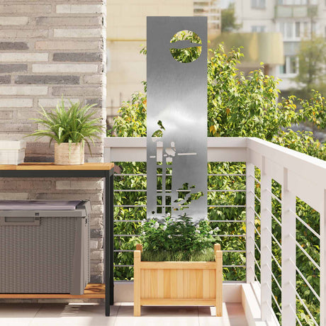 Vidaxl tuin privacy screen fretwerk zilver 32 x 140 cm roestvrij staal