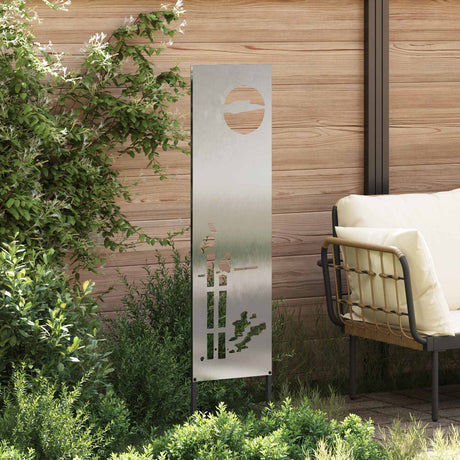 Vidaxl tuin privacy screen fretwerk zilver 32 x 140 cm roestvrij staal