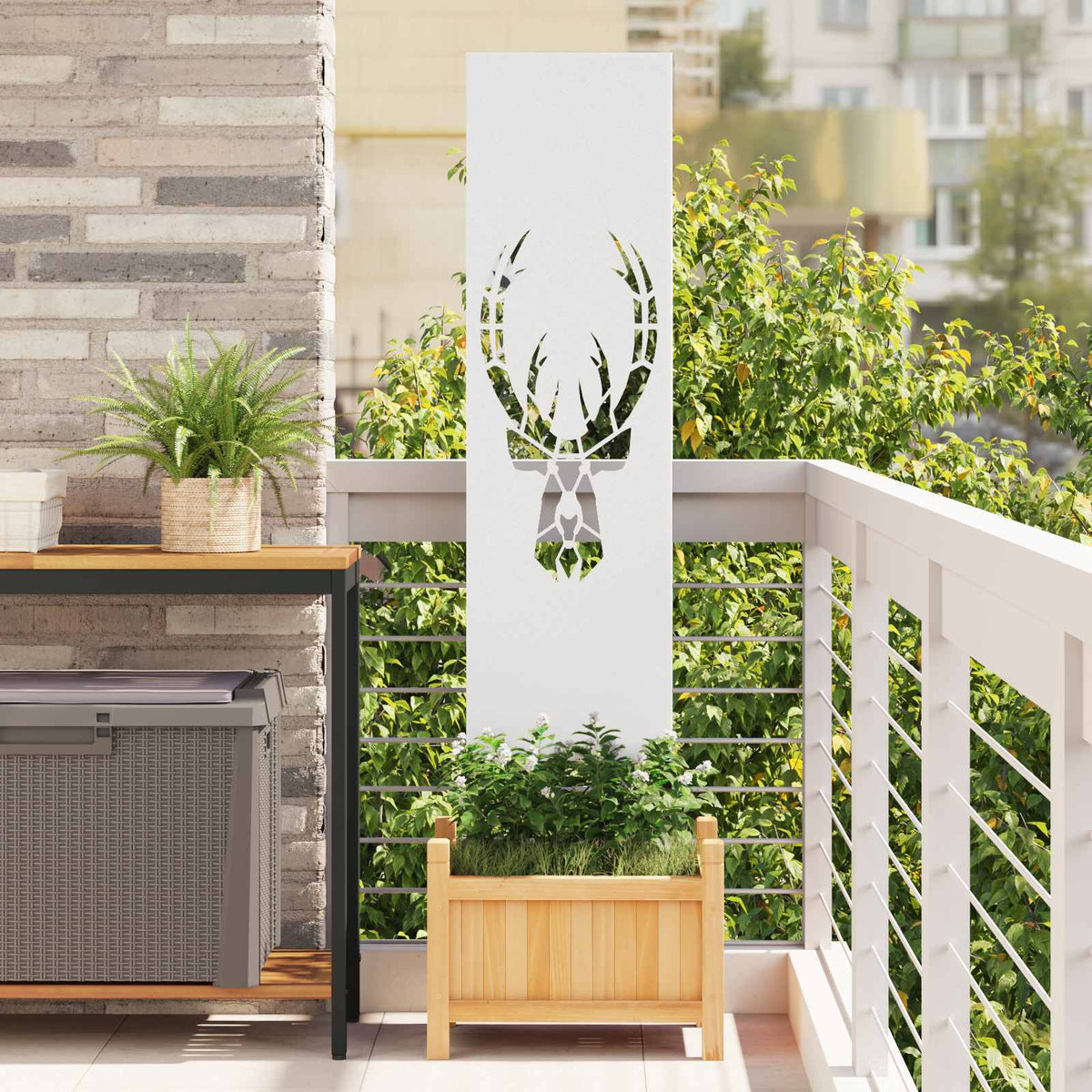 Vidaxl tuin privacy screen wit 32 x 140 cm koudgewalst staal
