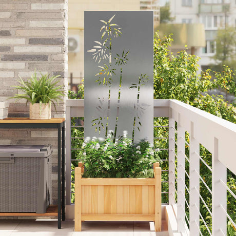 Vidaxl tuin privacy screen bloemen zilver 50 x 140 cm roestvrij staal