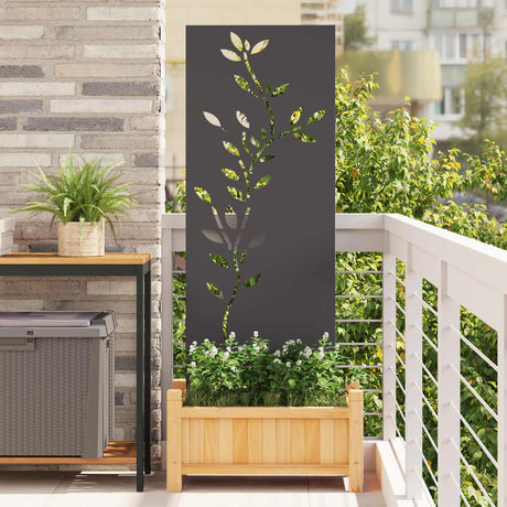 Vidaxl tuin privacy screen bloemen zwart 50 x 140 cm koudgewalst staal