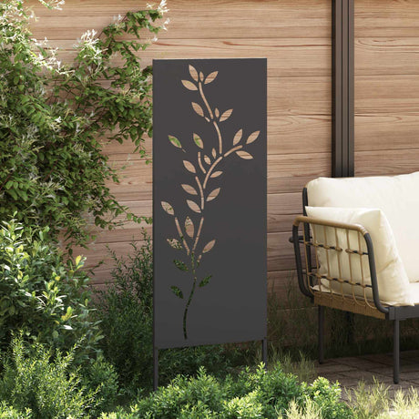 Vidaxl tuin privacy screen bloemen zwart 50 x 140 cm koudgewalst staal