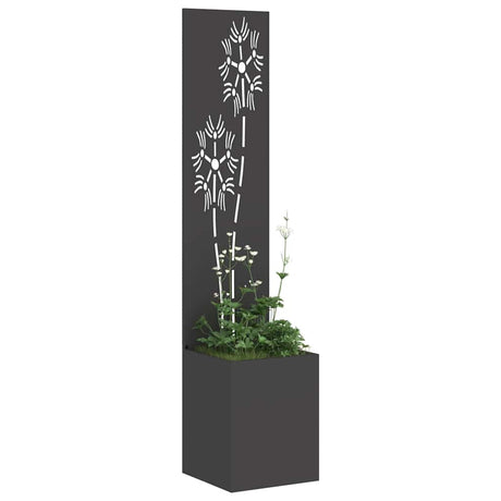 Vidaxl tuin privacy screen bloemen zwart 32 x 140 cm koudgewalst staal