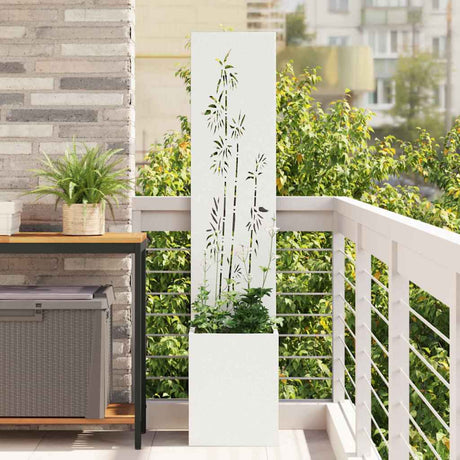 Vidaxl tuin privacy screen bloemen wit 32 x 140 cm koudgewalst staal