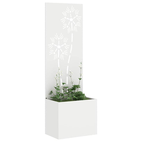 Vidaxl tuin privacy screen bloemen wit 50 x 140 cm koudgewalst staal
