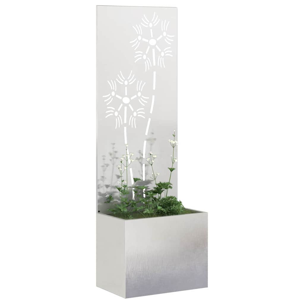 Vidaxl tuin privacy screen bloemen zilver 50 x 140 cm roestvrij staal