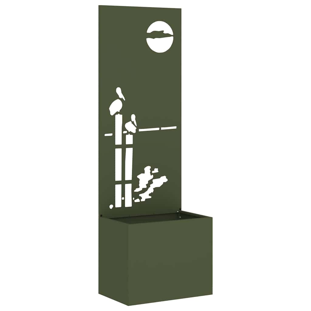 Vidaxl tuin privacy screen olijfgroen 50 x 140 cm koudgewalst staal