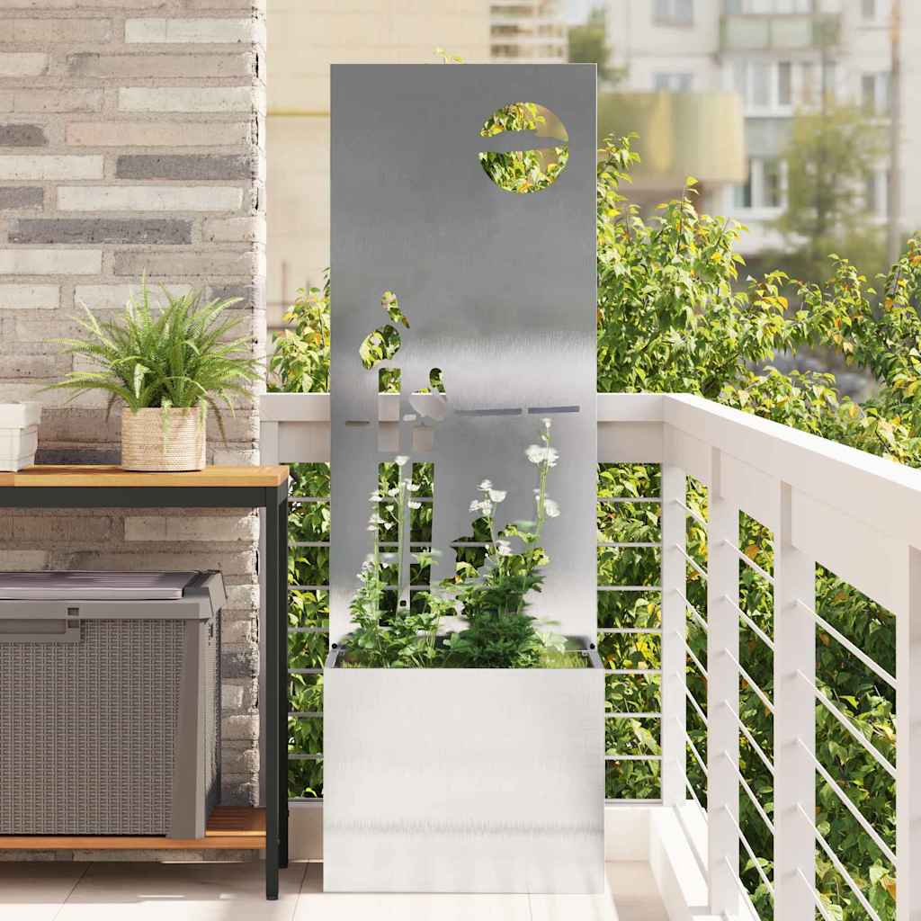 Vidaxl tuin privacy screen fretwerk zilver 50 x 140 cm roestvrij staal