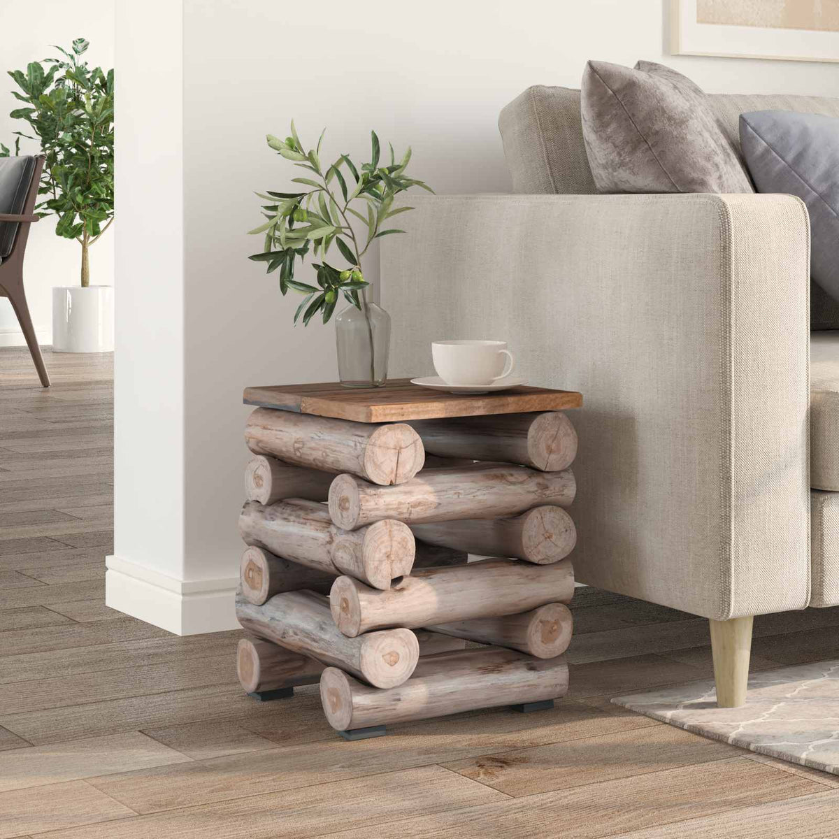 Vidaxl kruk naturel massief teakhout