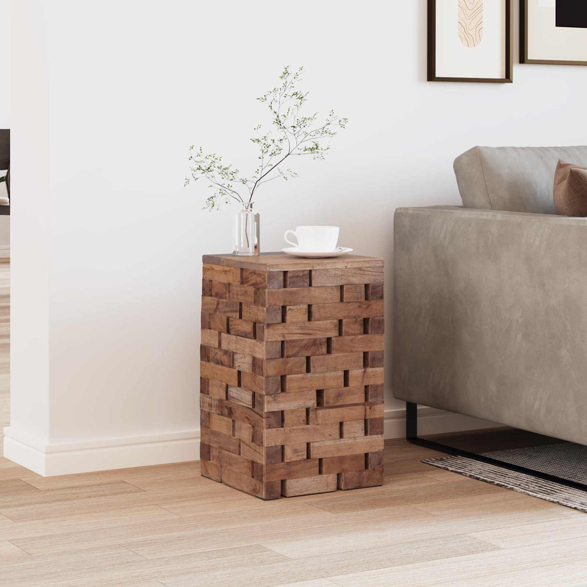 Vidaxl kruk naturel 29 x 29 x 48 cm massief gerecycled hout