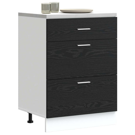 Vidaxl keukenonderkast zwart eiken 60 x 46 x 81,5 cm bewerkt hout
