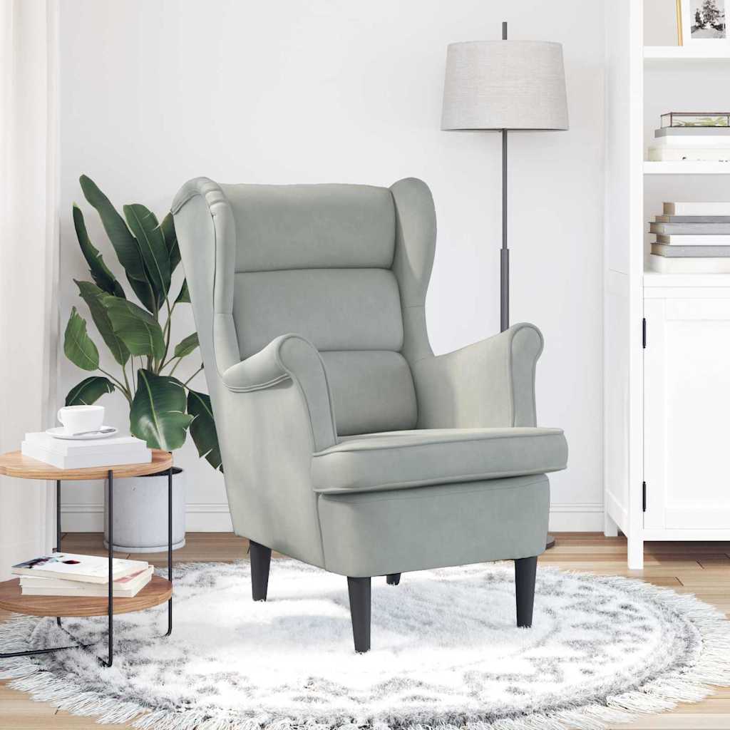 Vidaxl fauteuil lichtgrijs fluweel