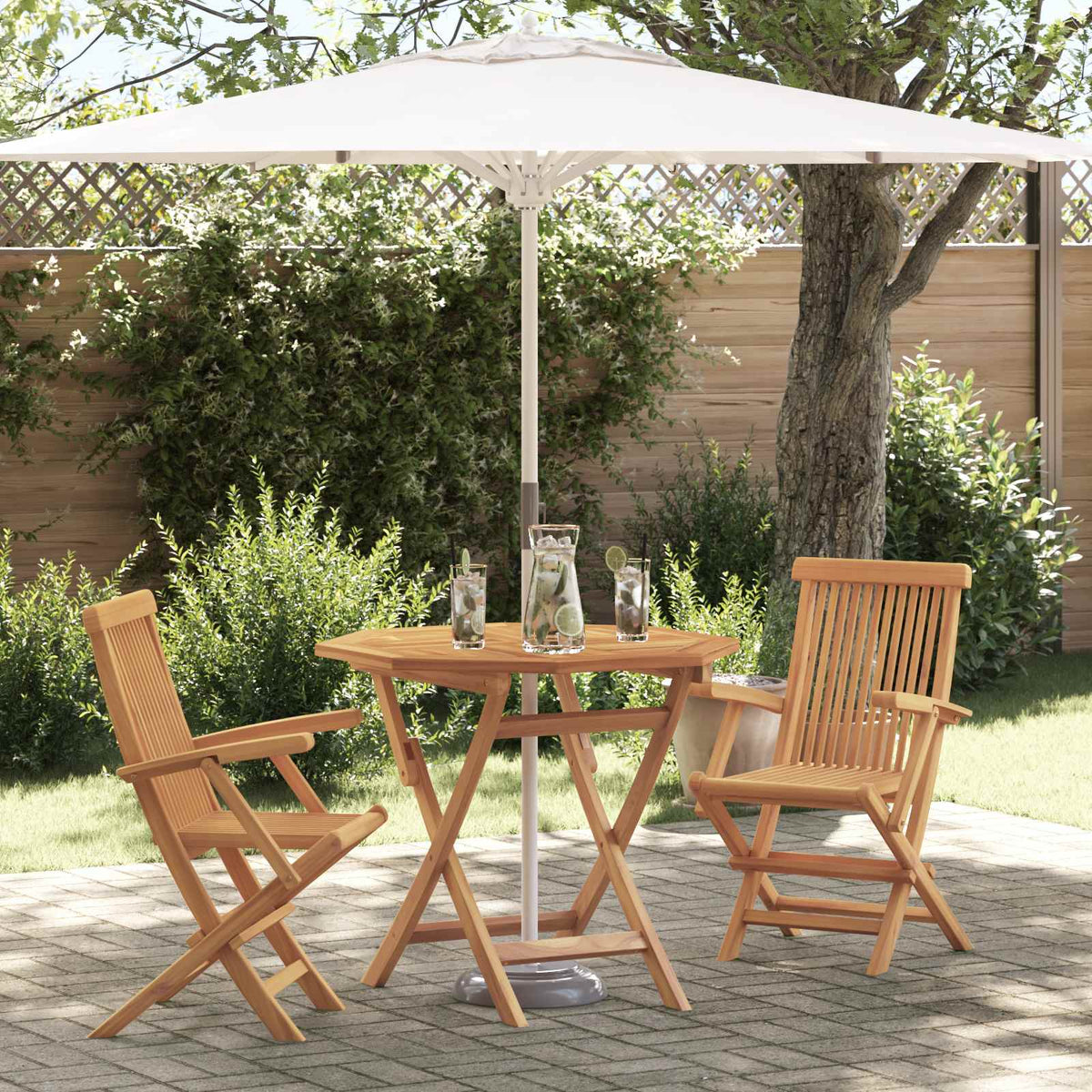 Vidaxl tuin eettafelset 3 st bruin massief acaciahout