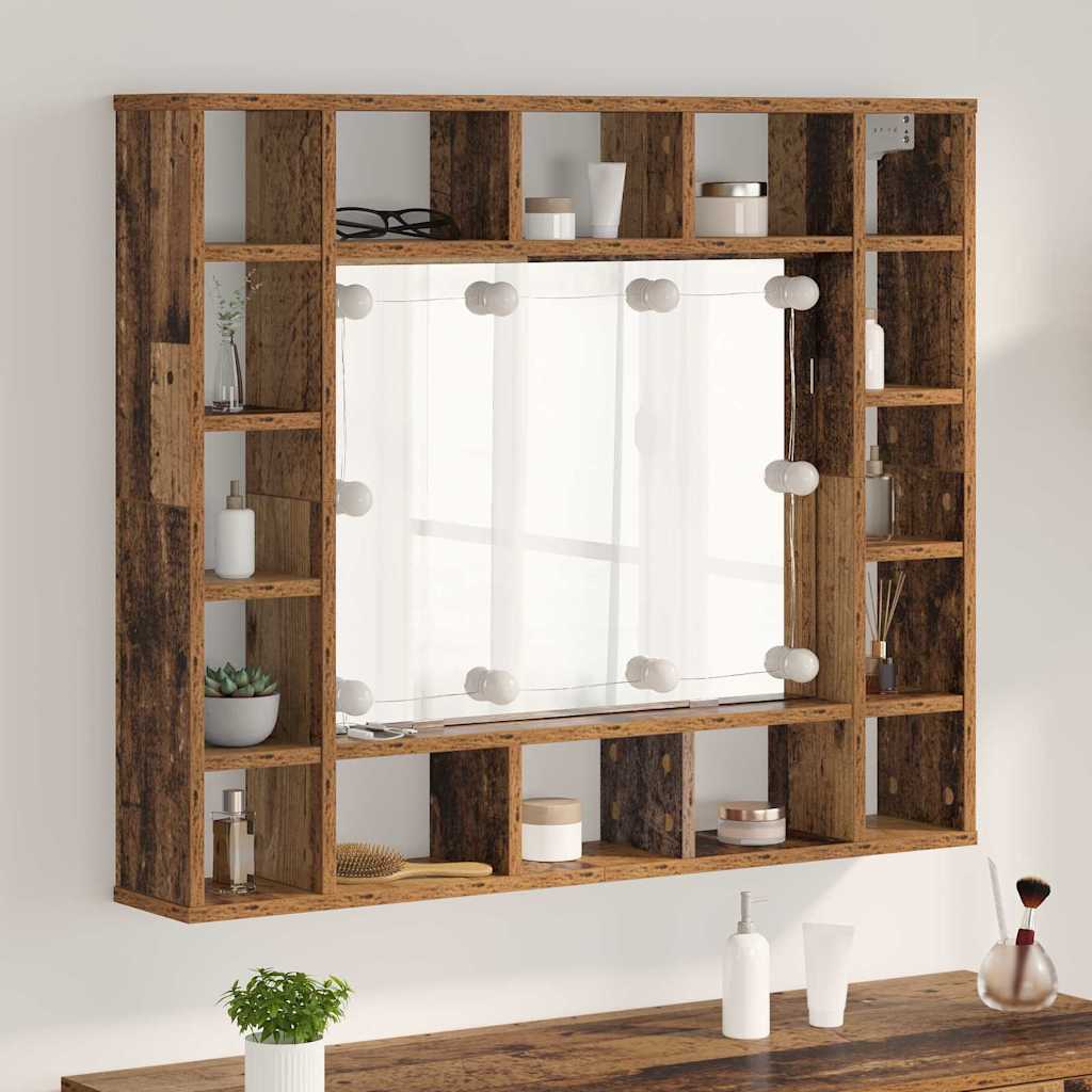 Vidaxl spiegelkast oud hout 91 x 15 x 76,5 cm bewerkt hout