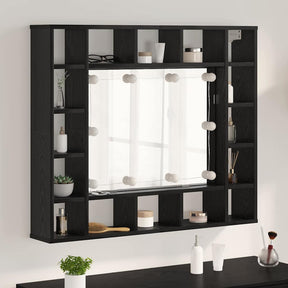 Vidaxl spiegelkast zwart eiken 91 x 15 x 76,5 cm bewerkt hout