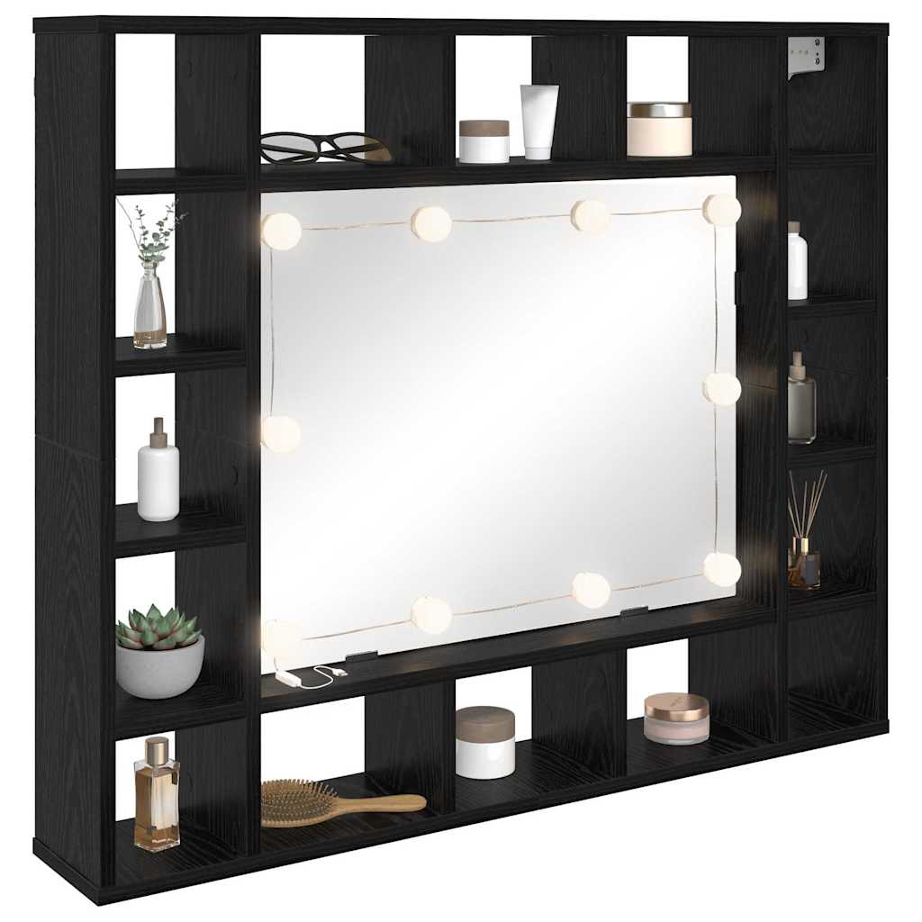 Vidaxl spiegelkast zwart eiken 91 x 15 x 76,5 cm bewerkt hout