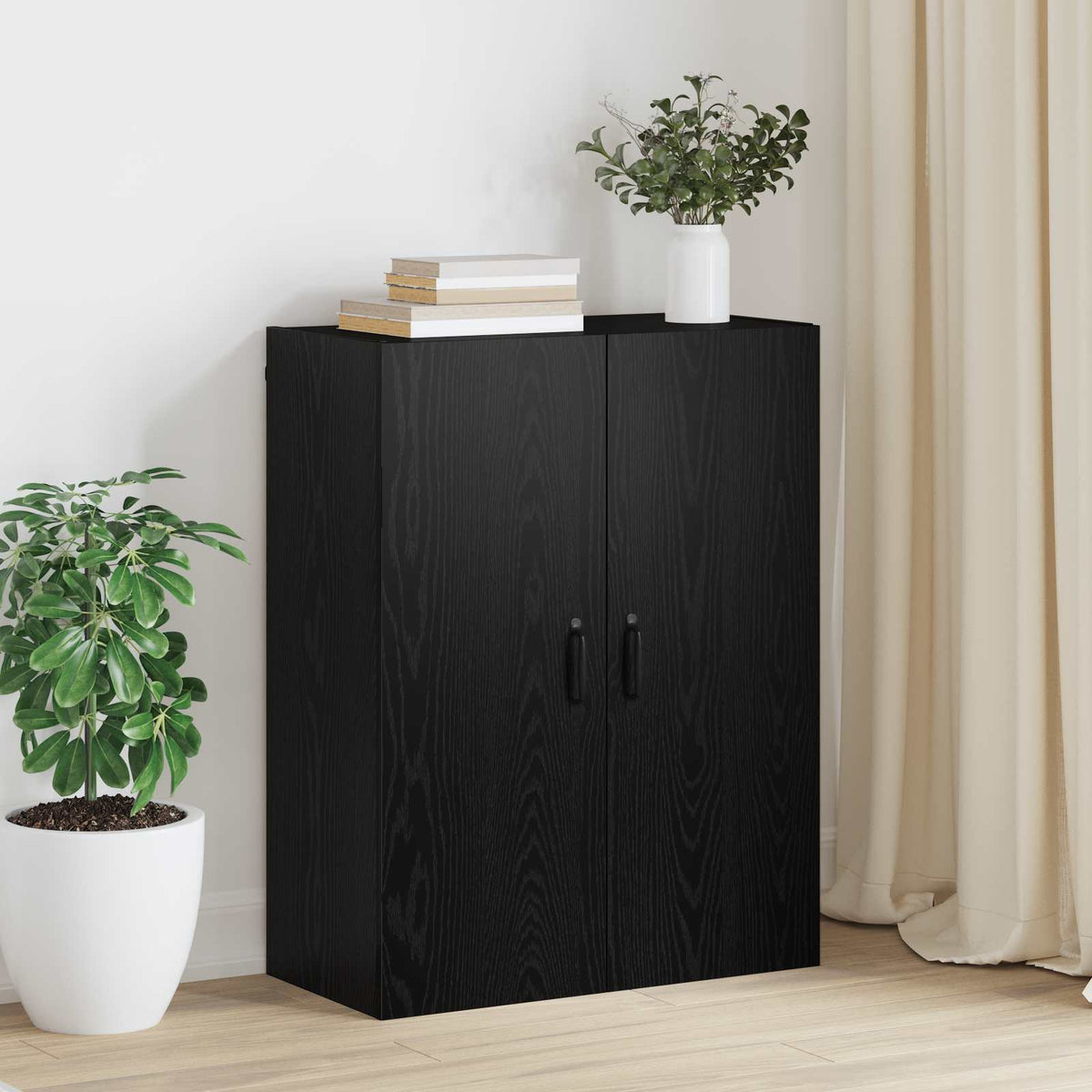 Vidaxl wandkast zwart eiken 69,5 x 34 x 90 cm bewerkt hout