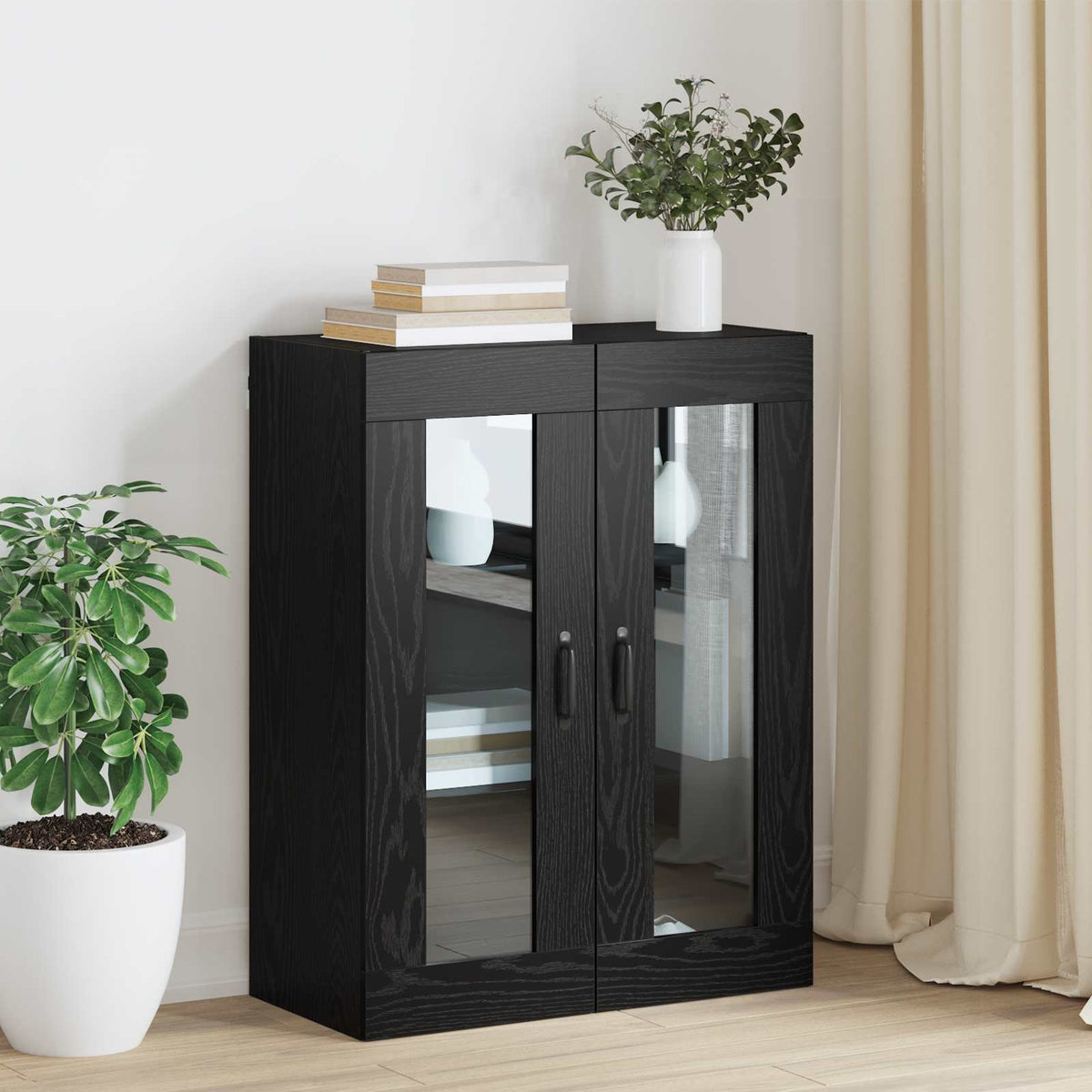 Vidaxl opbergkast wandgemonteerd zwart eiken 69,5 x 34 x 90 cm