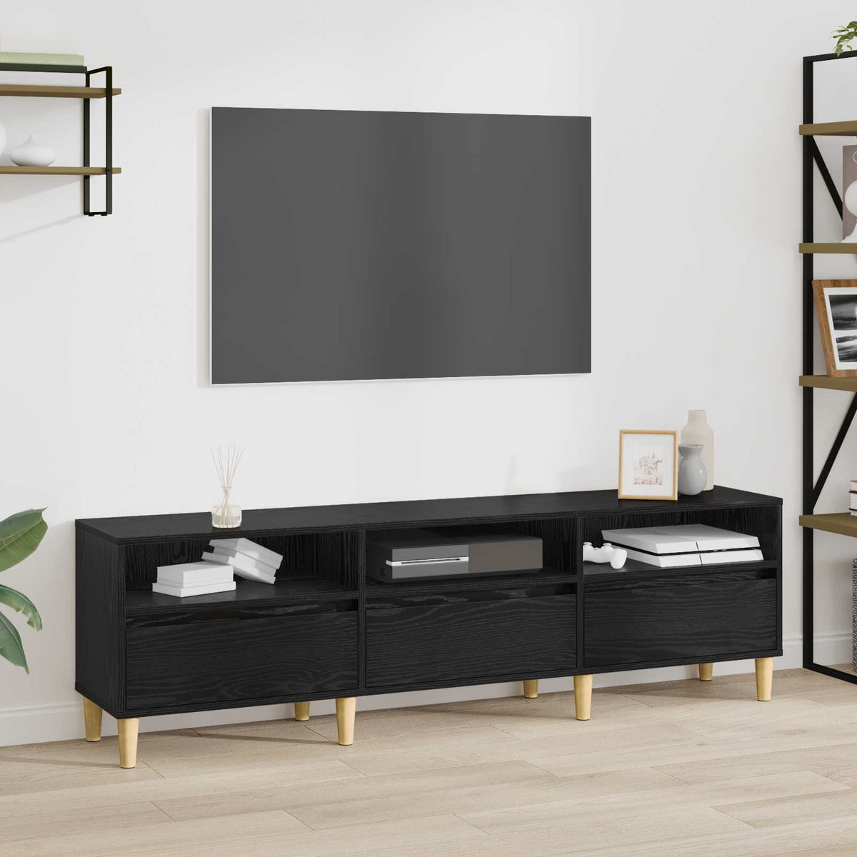 Vidaxl tv-kast 150 x 30 x 45 cm zwart eiken bewerkt hout