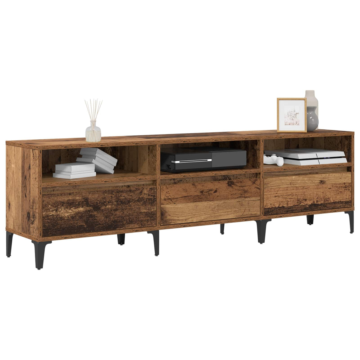 Vidaxl tv-kast oud hout 150 x 30 x 45 cm gemonteerd hout en ijzer