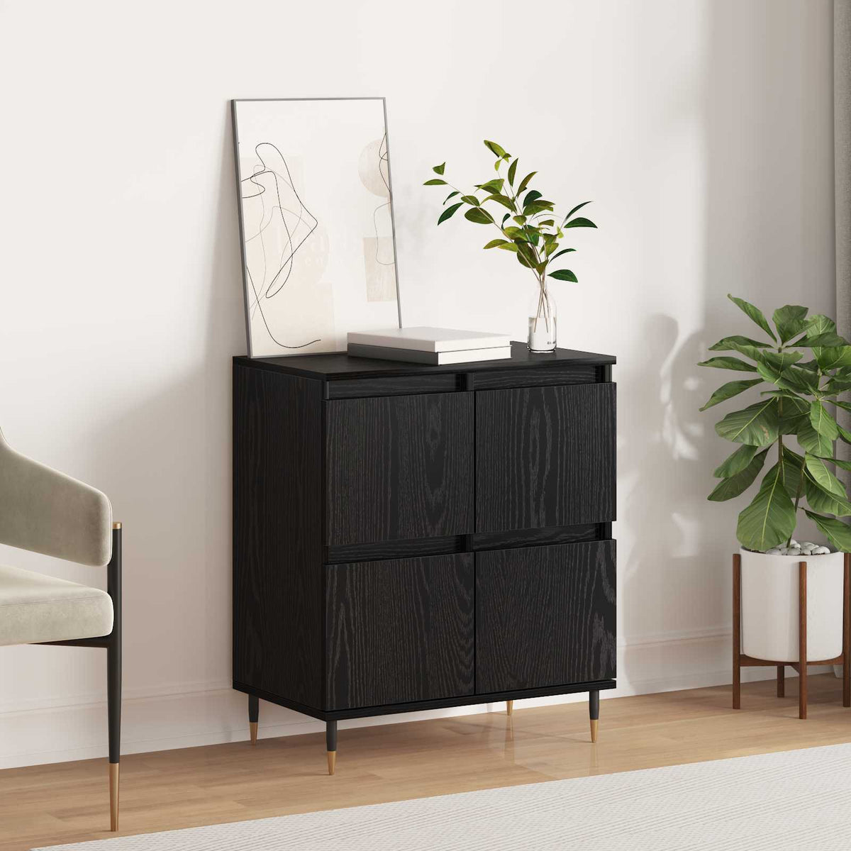 Vidaxl dressoir zwart eiken 60 x 35 x 70 cm