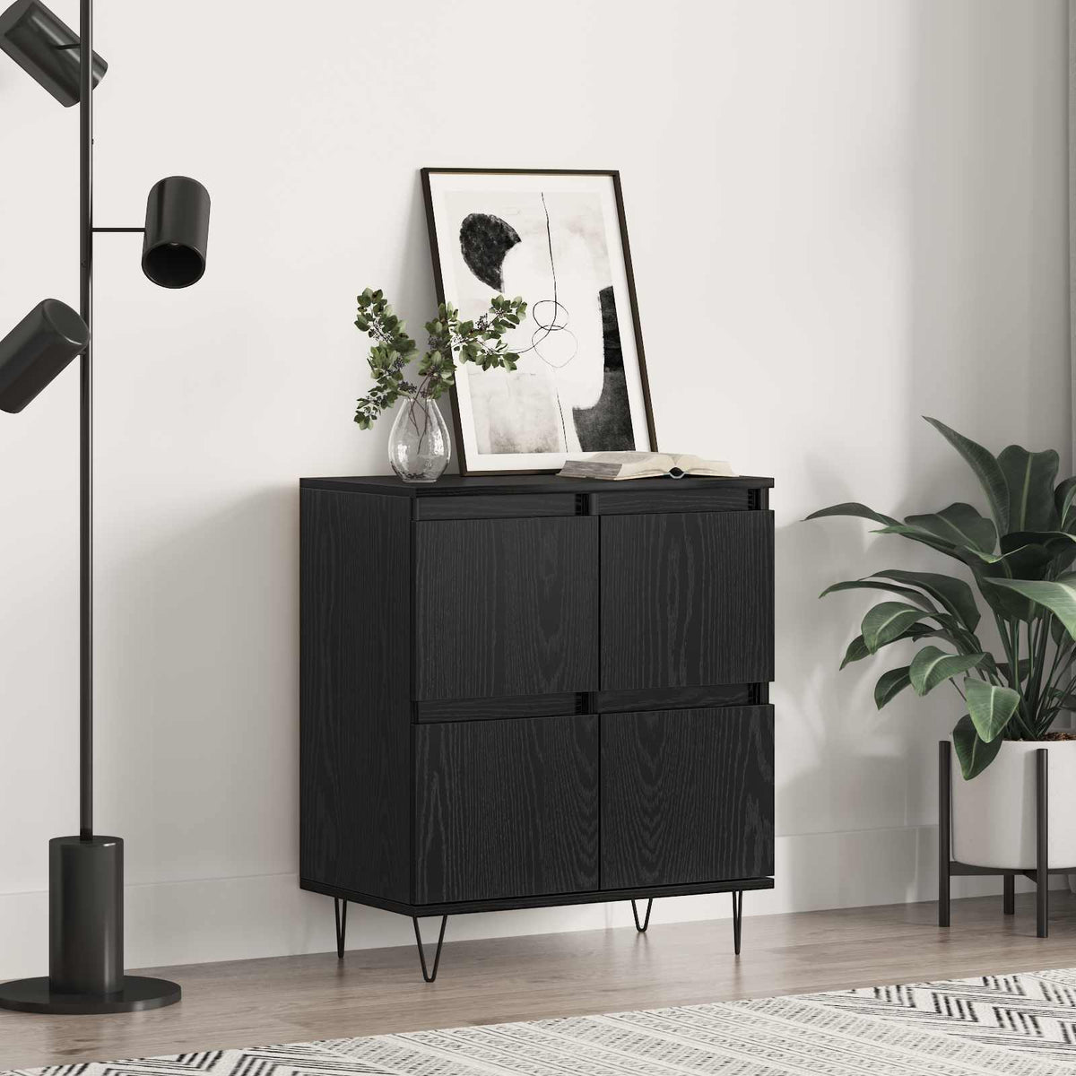 Vidaxl dressoir zwart eiken 60 x 35 x 70 cm