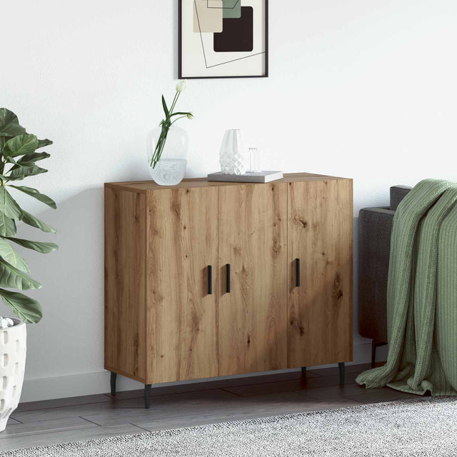 Vidaxl dressoir artisan eiken 90 x 34 x 80 cm bewerkt hout